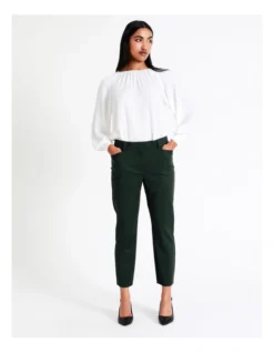 Basque Organic Cotton Blend Sateen Pant In Forest -Basque Store Online 962582410 4 720x928