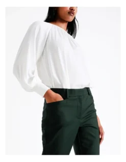 Basque Organic Cotton Blend Sateen Pant In Forest -Basque Store Online 962582410 6 720x928