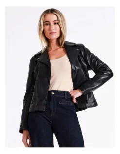 Basque Leather Biker Jacket In Black -Basque Store Online 966493270 3 720x928