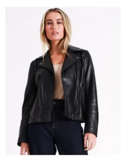 Basque Leather Biker Jacket In Black -Basque Store Online 966493270 7 720x928