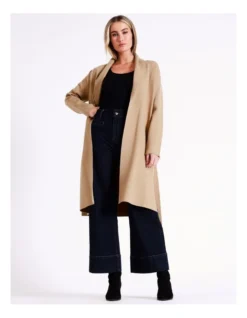 Basque Double Faced Cardi In Camel