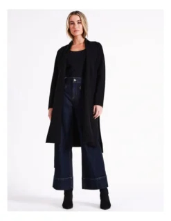 Basque Double Faced Cardi In Black