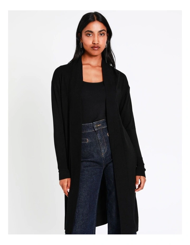 Basque Longline Cardi In Black 6 Basque Longline Cardi In Black - Image 4