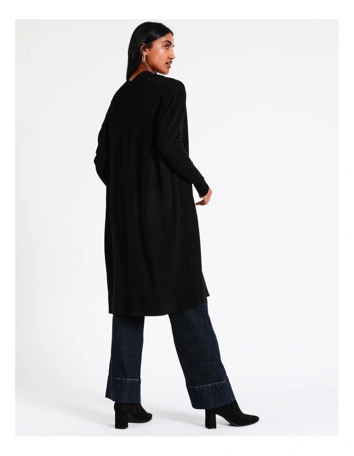 Basque Longline Cardi In Black 7 Basque Longline Cardi In Black - Image 5
