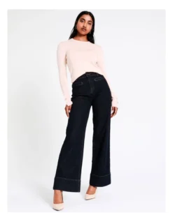 Basque Scoop Neck Button Detail Knit In Blush -Basque Store Online 967508290 4 720x928