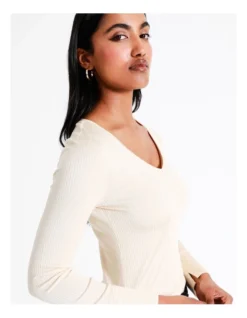 Basque Ribbed Long Sleeve T-Shirt In Sand -Basque Store Online 967936240 5 720x928