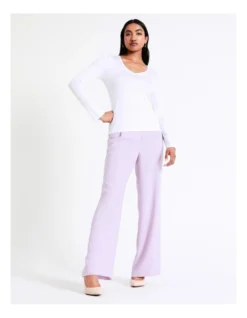 Basque Ribbed Long Sleeve T-Shirt In Ivory