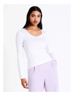 Basque Ribbed Long Sleeve T-Shirt In Ivory -Basque Store Online 967936420 5 720x928