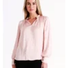 Basque Recycled Bruised Poly Satin V Neck Pop Over Blouse In Blush -Basque Store Online 968711680 1 720x928