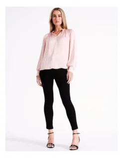 Basque Recycled Bruised Poly Satin V Neck Pop Over Blouse In Blush -Basque Store Online 968711680 7 720x928