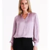 Basque Recycled Bruised Poly Satin V Neck Pop Over Blouse In Lilac -Basque Store Online 968711770 1 720x928