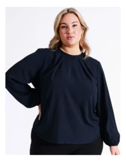 Basque Long Sleeve Woven Front Jersey Back Tee In Navy 12 Basque Long Sleeve Woven Front Jersey Back Tee In Navy -Basque Store Online 968712040 4 720x928