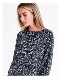 Basque Recycled Blend Gathered Neck Top In Blues -Basque Store Online 968712310 2 720x928