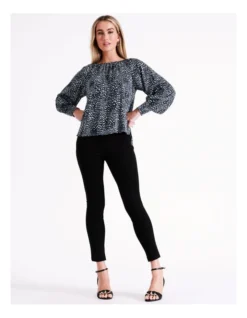 Basque Recycled Blend Gathered Neck Top In Blues -Basque Store Online 968712310 4 720x928