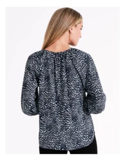 Basque Recycled Blend Gathered Neck Top In Blues -Basque Store Online 968712310 5 720x928