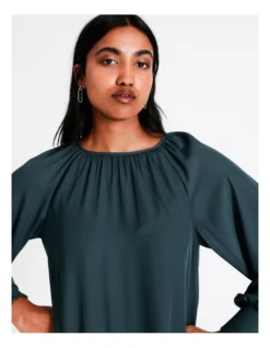 Basque Recycled Blend Gathered Neck Top In Steel 9 Basque Recycled Blend Gathered Neck Top In Steel -Basque Store Online 968712400 7 720x928