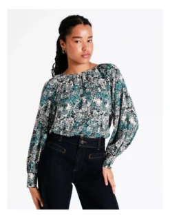 Basque Recycled Blend Gathered Neck Top In Blue 8 Basque Recycled Blend Gathered Neck Top In Blue -Basque Store Online 968712490 3 720x928