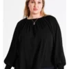 Basque Recycled Blend Gathered Neck Top In Black -Basque Store Online 968712670 1 720x928
