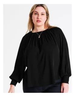 Basque Recycled Blend Gathered Neck Top In Black 11 Basque Recycled Blend Gathered Neck Top In Black -Basque Store Online 968712670 3 720x928