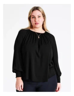 Basque Recycled Blend Gathered Neck Top In Black 13 Basque Recycled Blend Gathered Neck Top In Black -Basque Store Online 968712670 5 720x928