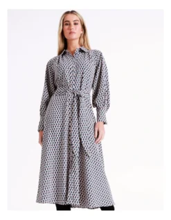 Basque Raglan Sleeve Midi Shirt Dress In Assorted