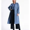 Basque Soft Trench Coat In Dusty Blue