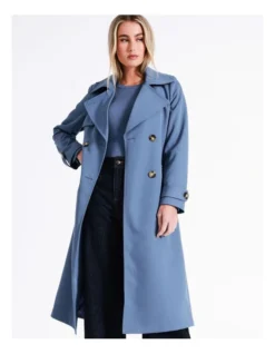Basque Soft Trench Coat In Dusty Blue -Basque Store Online 968713030 3 720x928