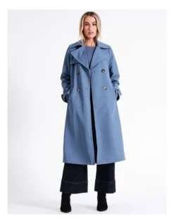 Basque Soft Trench Coat In Dusty Blue -Basque Store Online 968713030 4 720x928