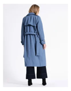 Basque Soft Trench Coat In Dusty Blue -Basque Store Online 968713030 6 720x928