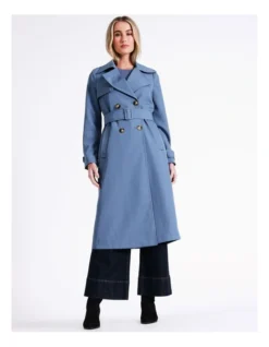 Basque Soft Trench Coat In Dusty Blue -Basque Store Online 968713030 7 720x928