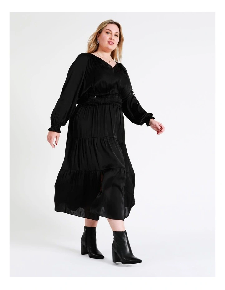 Basque Recycled Bruised Poly Satin Elasticated Waist Maxi Dress In Black 9 Basque Recycled Bruised Poly Satin Elasticated Waist Maxi Dress In Black - Image 7