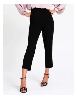 Basque Elastic Waist Slim Suit Pant In Black