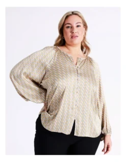 Basque Recycled Bruised Poly Satin Button Through Shirt In Assorted