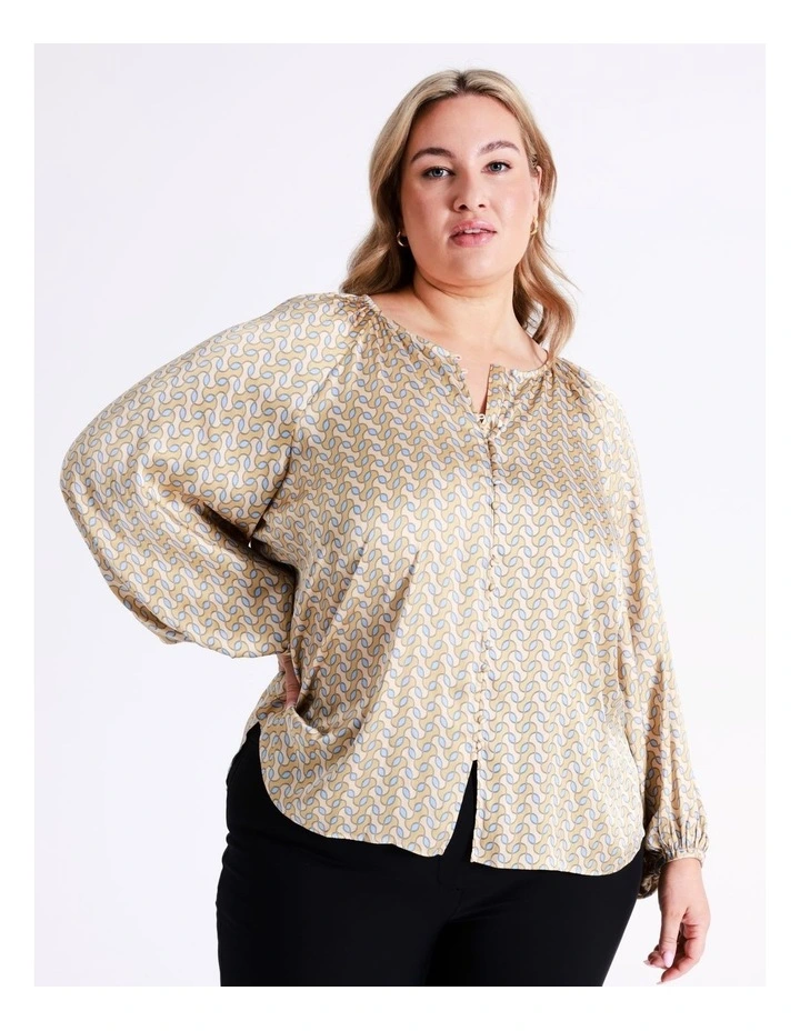 Basque Recycled Bruised Poly Satin Button Through Shirt In Assorted 3 Basque Recycled Bruised Poly Satin Button Through Shirt In Assorted