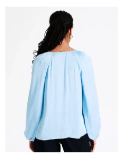 Basque Recycled Bruised Poly Satin Button Through Shirt In Sky Blue -Basque Store Online 968713840 6 720x928