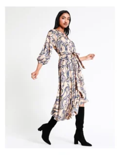 Basque Recycled Satin Staggered Hem Midi Dress In Assorted -Basque Store Online 968713930 5 720x928