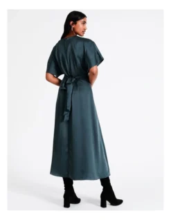 Basque Recycled Satin Twist Front Midi Dress In Steel -Basque Store Online 968714110 6 720x928