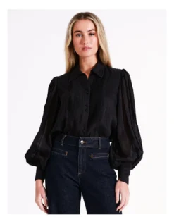 Basque Pintuck Shirt In Black