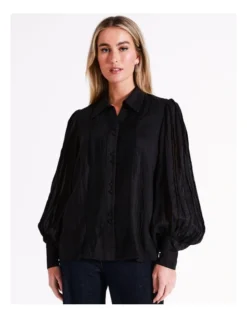 Basque Pintuck Shirt In Black -Basque Store Online 968714200 5 720x928