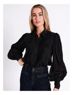 Basque Pintuck Shirt In Black -Basque Store Online 968714200 7 720x928