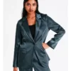 Basque Recycled Poly Satin Blend Single Breasted Blazer In Steel -Basque Store Online 968714290 1 720x928