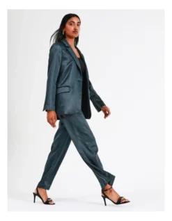 Basque Recycled Poly Satin Blend Single Breasted Blazer In Steel -Basque Store Online 968714290 3 720x928