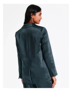 Basque Recycled Poly Satin Blend Single Breasted Blazer In Steel -Basque Store Online 968714290 6 1 720x928