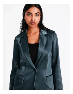 Basque Recycled Poly Satin Blend Single Breasted Blazer In Steel -Basque Store Online 968714290 7 1 720x928