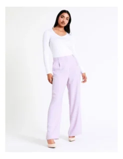 Basque Crepe Wide Leg Pant In Lilac
