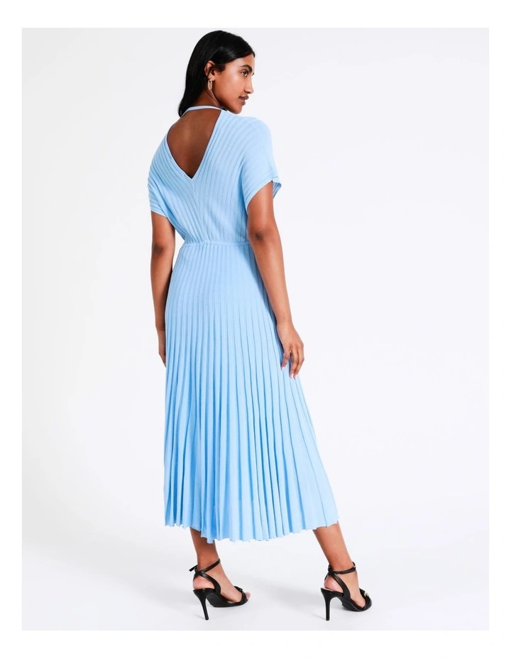 Basque Rib Knit Midi Dress In Sky Blue 5 Basque Rib Knit Midi Dress In Sky Blue - Image 3