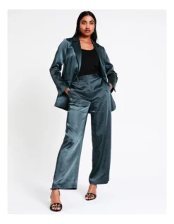 Basque Recycled Poly Satin Blend Suit Pant In Steel