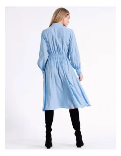 Basque Tie Bodice Shirt Dress In Blue -Basque Store Online 968714830 6 720x928