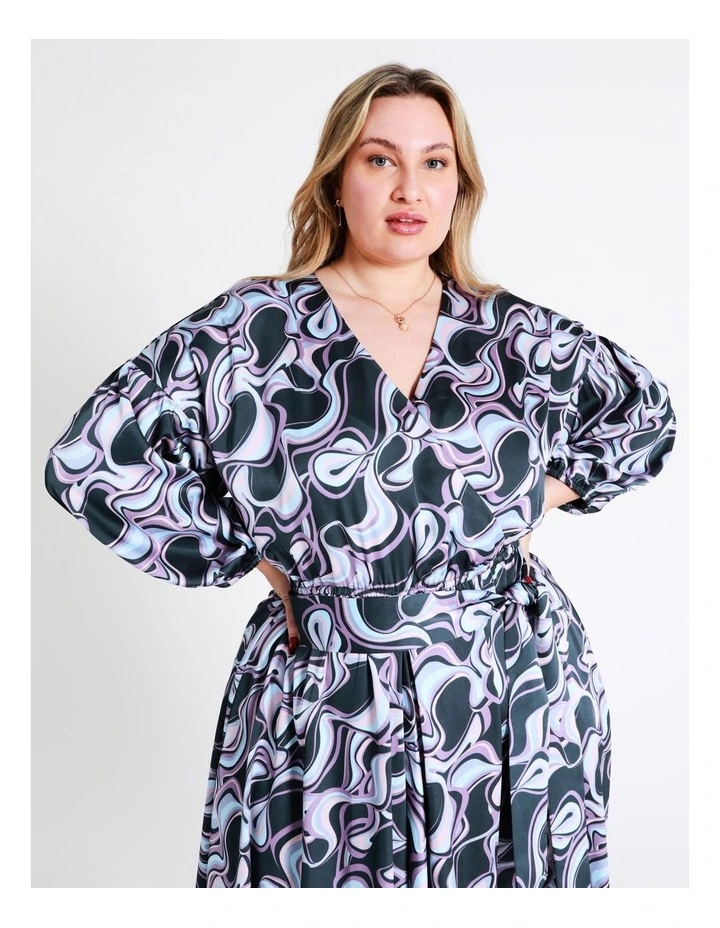 Basque Recycled Satin Staggered Hem Midi Dress In Blues 5 Basque Recycled Satin Staggered Hem Midi Dress In Blues - Image 3