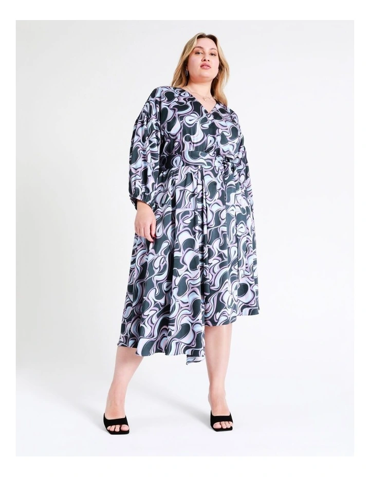 Basque Recycled Satin Staggered Hem Midi Dress In Blues 6 Basque Recycled Satin Staggered Hem Midi Dress In Blues - Image 4